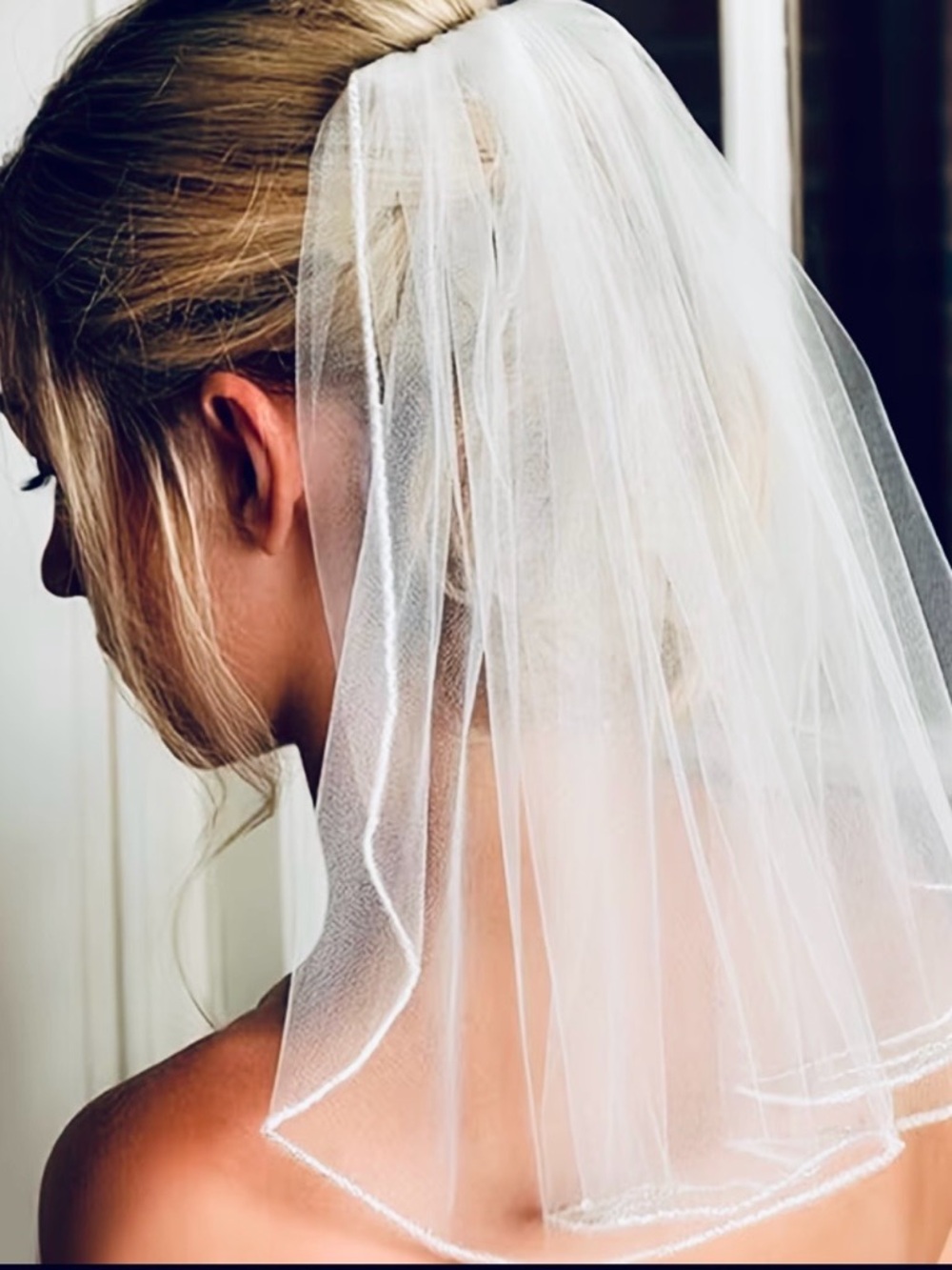 Classic One-Tier White Bridal Veil Wedding